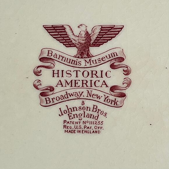 Johnson Bros Historic America Barnum's Museum Broadway NYC Oval Platter Red - Picture 4 of 10